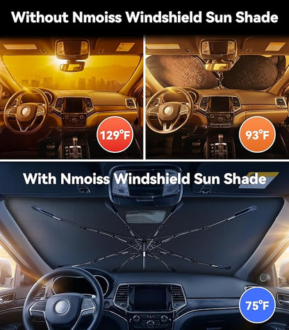 Nmoiss Windshield Sun Shade Umbrella for Jeep Grand Cherokee 2011-2026 Accessories, [Vinyl Coating Heat Shield] Protect Car from Sun Rays & Heat Damage Keep Cool and Protect Interior