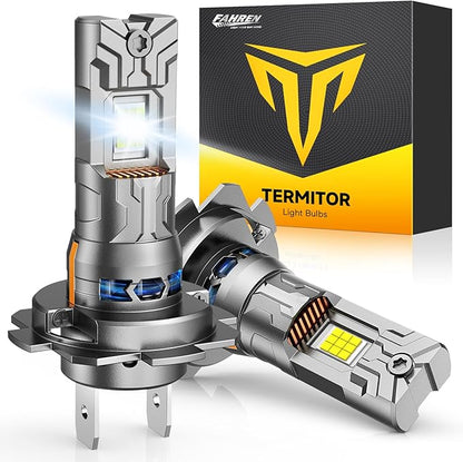 Termitor 7th-Gen & Modern H7 Light Bulbs, 1400% 90000LM Ultra Bright, 6500K H7LL 1:1 Mini Size Fog Lights, No Extra Adapter Required, Long Lifespan, Pack of 2