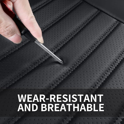 HChengkikz Car Seat Covers, Breathable Faux Leather Auto Seat Covers, Waterproof Automotive Seat Covers, Universal Vehicle Seat Covers for Sedans SUV Pick-up Truck (2 PCS Front Seat, Black)