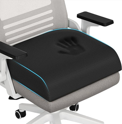 TranquilRelax 2XL Seat Cushion, Memory Foam Cushion for Long Sitting Hours on Office Chair, Car Seat, Non-Slip Chair Pad for Sciatica, Coccyx, Tailbone Pain Relief & Post-Surgery Recovery (Black)