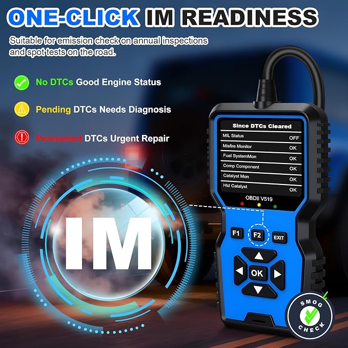 OBD2 Scanner Tool, Upgraded V519 Vehicle Code Reader for Check Engine Light Clear Fault Codes, Live Data Professional OBDII Scan Tool for 1996 OBD2 Protocol Vehicle, Blue
