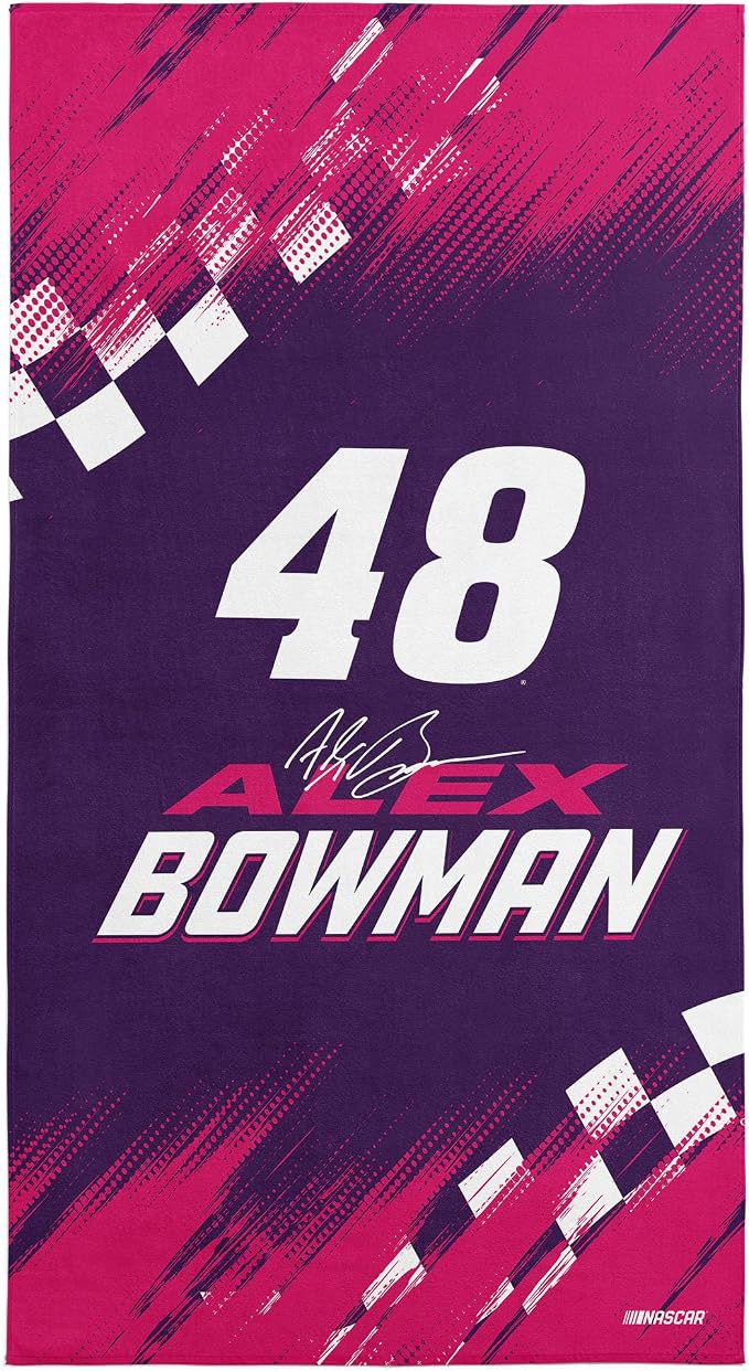 Northwest NASCAR Alex Bowman Simple Speed Beach Towel, Cotton Blend Lightweight Bath, Pool Swim Travel Fan Gear, 30 x 60 Inch