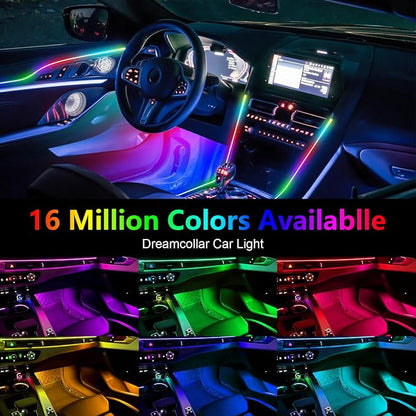 Dreamcolor Acrylic Interior Car Lights, 14 in 1 RGB LED Strip Lights with APP Control and 213 Color Modes, Decorative Car Ambient Lighting Kits