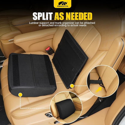MIKKUPPA Car Seat Organizer & Lumbar Support - 33L Collapsible Front & Back Seat Organizer with Removable Back Support Pillow, Car Storage for SUV Auto Truck Van