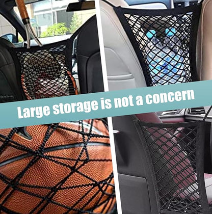 1 PC Car Separator Mesh Between Front Seats, 11.4" x 10.2" Double Layer Coarse Mesh Pet Anti-falling Safety Barrier, Portable Multifunctional Organizer Accessory, Suitable for Cars (Black)