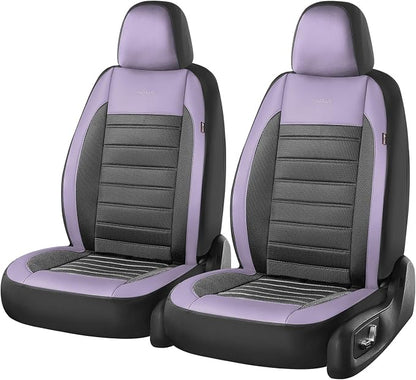 Coverado Car Seat Covers Front Seats, Luxury Leather Car Seat Covers, Automotive Front Mesh Seat Covers, Purple&Black Seat Covers for SUV Sedan Truck