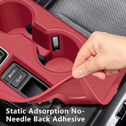 Temmis Center Console Silicone Organizer Wrap for Honda Civic 2022-2025, Full-Wrap Center Consel Electrostatic adsorption Cover for Honda Civic-Red