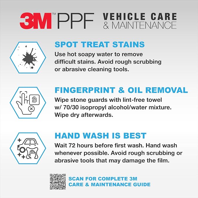 3M Clear Paint Protection Film, 8 mil PPF Vinyl Wrap with Self-Healing Technology, UV Protection, Non-Yellowing, Scratch Resistant, Glossy Finish (6 x 72in)