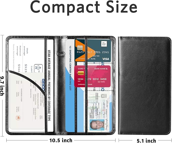 CoBak Car Registration and Insurance Holder - Vehicle Glove Box Car Organizer,Auto Truck Comparment Accessories Case with Magnetic Closure for Driver License,Cards