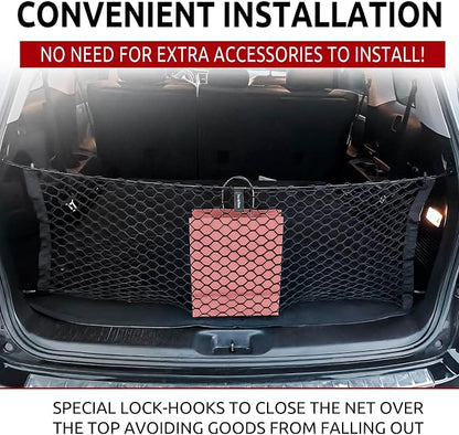 Envelope Style Trunk Mesh Cargo Net | for Toyota Highlander 2014-2026 Regular & Hybrid Car Accessories | Premium Trunk Organizers and Storage | SUV Truck Cargo Nets | Vehicle Carrier Organizer