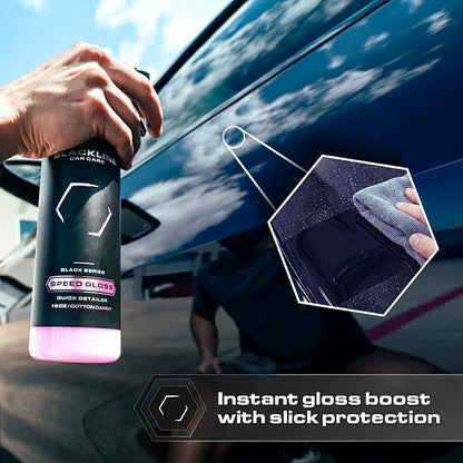 Blackline Car Care - Speed Gloss Quick Detailer Spray & Car Shine - Versatile, Fast Cleaning for a Streak-Free, Quick Detail and Glossy Finish on All Vehicle Surfaces (16 Fl Oz)
