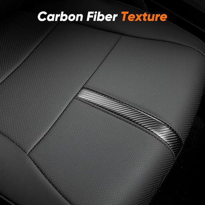 DrCarNow Super Cover Rear Seat Covers for Toyota Tundra 2014–2021 CrewMax (Rear Seats Only), Full Coverage Leather Seat Protectors for Tundra with Carbon Fiber, Truck Pickup Interior Accessories