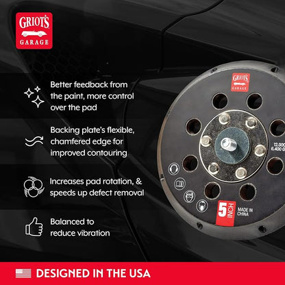 Griot's Garage 5" Orbital Conversion Kit for Car Detailing, Polishing, Waxing, Swirl and Scratch Removal, Includes 5" Backing Plate, Correcting, Finishing and Wax Pads, 10515