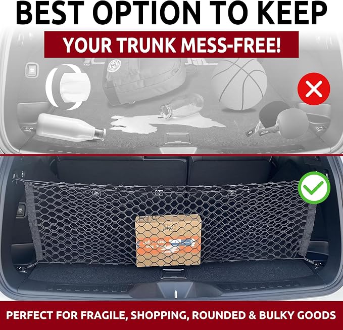 Envelope Style Automotive Elastic Trunk Mesh Cargo Net for Honda Passport EX L Elite 2019-2022- Premium Trunk Organizers and Storage - Luggage Net for SUV - Best Car Organizer Honda Passport