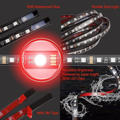 Yielinth Car Underglow Lights, Exterior LED Strip Lights with App and RF Remote Control, 16 Million Colors Underglow Kit for Car, 4 Pieces
