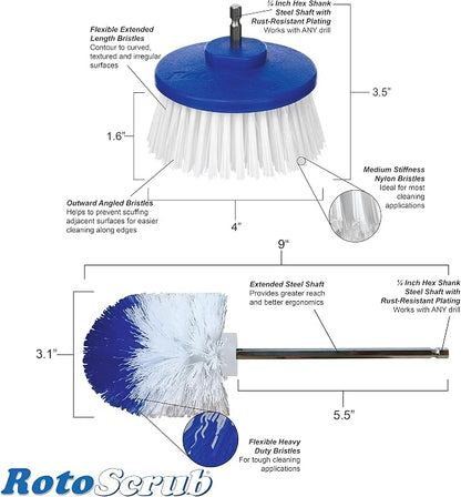 RotoScrub Drill-Powered Cleaning Brushes - 2-Brush Drill Accessory Combo Kit