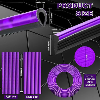 Frienda 25 Pack Universal Car Vent Trim Strips and Cup Mats Set 20 Pcs 16 Feet Air Conditioner Outlet Decor with Installation Tool 4 Pcs Non Slip Cup Holders Mats DIY Trim Accessories(Purple)