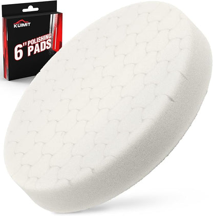 White Polish Pad, Buffing Polishing Pads, 1Pc 6.5 Inch Face for 6 Inch 150mm Backing Plate Compound Buffing Sponge Pads for Car Buffer Polisher Compounding, Polishing and Waxing