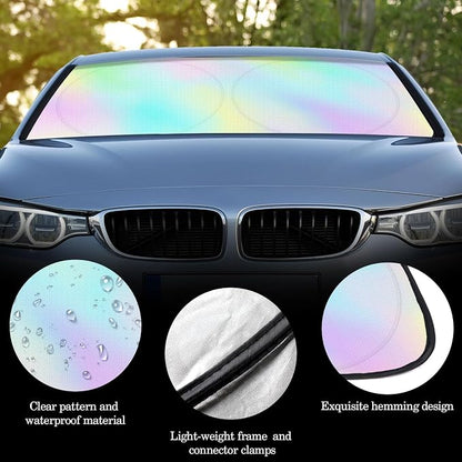 Windshield Sun Shade Foldable Car Front Window Covers for Car Accessories Sun Heat UV Rays Visor Protector Protection for Universal Cars SUV Truck (Rainbow)