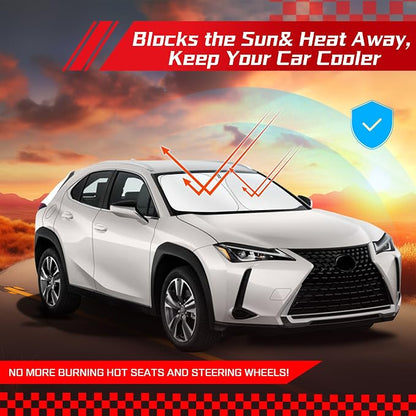ARISMOTOR Windshield Sun Shade for Le-xus UX UX200 UX250h UX260h UX300h UX300e 2019-2025 2026, Custom Fit Foldable Front Window Sunshade Sun Visor Protector, Block UV Rays Keep Your Car Cooler