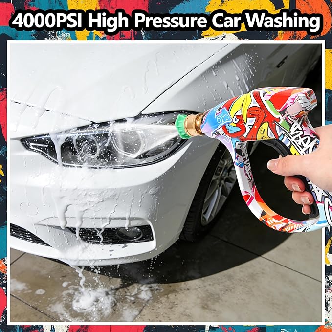 Pressure Washer Short Gun 4000 PSI High Pressure Power Washer Gun with M22-14mm Inlet and 1/4 Inch Quick Connector Heavy Duty Spray Gun for Foam Cannon Car Wash