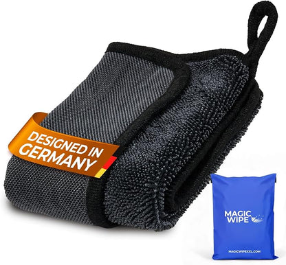 Magicwipe® Bathroom Drying Cloth – Removes Limescale & Hard Water Stains in Seconds with Just Water – Streak-Free for Shower Glass & Tiles – Reusable Microfibre Cloth (1, Black 30x40cm)