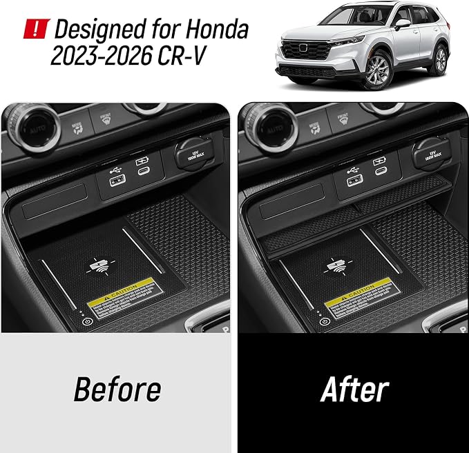 3PCS Center Console Organizer Compatible with Honda 2023-2026 CRV CR-V Hybrid Accessories ABS Plastic & Silicone Material Center Console Liner Tray