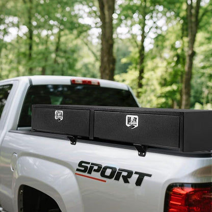 Garvee Black Steel Truck Bed Tool Box, Trailer Tongue Box, Truck Storage Organizer Tool Chest For Truck Bed, RV, Trailer (72 in x 16 in x 13 in)