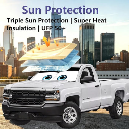 Gven Windshield Sun Shade for Chevrolet Silverado 1500 2019-2024 2025 2026 Car Accessories Sun Visor for Front Windshield & Window Sun Shade Cover, UV Heat Blocker & Protector (Silverado)