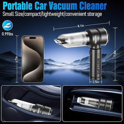 Handheld Car Vacuum Cleaner Cordless,18000PA High Power Portable Vacuum Cleaner&Air Duster,3 Gear,7 in 1 Small Vacuum Cleaner Rechargeable,Mini Hand Held Vacuum for Car Home Office Keyboard