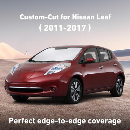 EcoNour Windshield Sunshade Compatible for Nissan Leaf 2011-2015 2016 2017, Sun Visor for Front Windshield & Window Sun Shade Cover, UV Heat Blocker & Protector, Car Accessories