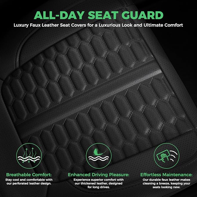 Custom Leather Seat Covers for Silverado/Sierra 1500 2014-2018, 2500HD 3500HD 2015-2019 Crew Cab Full Set with Jump Seat Cover (Armrest Storage Version Only),Truck Accessories