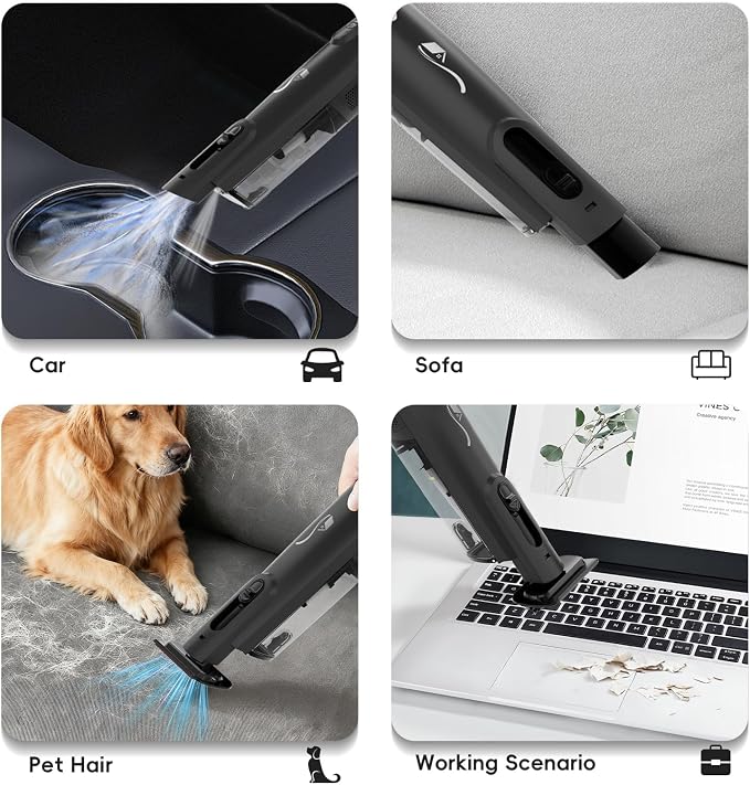 Cordless Handheld Vacuum, Lightweight Portable Hand Vacuum Cleaner with LED Light,Rechargeable Hand Held Vacuum with One-Touch Empty, Powerful Suction for Office, Home,Car, Charcoal