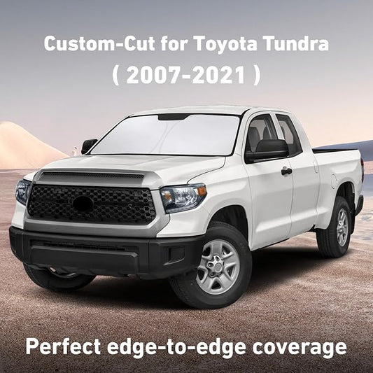 EcoNour Windshield Sunshade Compatible for Toyota Tundra 2007-2019 2020 2021, Sun Visor for Front Windshield & Window Sun Shade Cover, UV Heat Blocker & Protector, Car Accessories