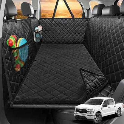 URPOWER 2026 Upgraded Back Seat Extender for Dogs - Large Hard Bottom Dog Car Seat Cover Holds 550lbs, Waterproof Dog Hammock Pet Bed with High-Density Foam Non-Slip Backseat Protector