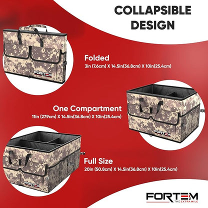 FORTEM Trunk Organizer For SUV Car Trunk Organizer, Foldable Storage, Car Accessories for Women Men, Collapsible Bag, 600D Oxford, Non Slip Bottom, Straps, Soft Cover (50L)