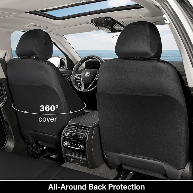 Coverado Car Seat Covers, Seat Covers for Cars, Front Car Seat Covers Protector Waterproof, Leather Car Seat Cushion Universal Fit for Most Cars (Black-Red)