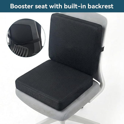 Thick Booster Car Seat with Back, Seat Cushion for Tailbone Pain Relief, Portable Breathable Mesh Fabric, for Office Chair Cushion, Adult Car Seat, Wheelchair (Black)