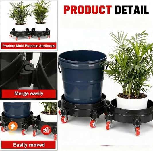 1 Pc 5 Gallon Bucket Dolly 11 Inch 1 Black Set | 1 car Washing Glove 5 Heavy Duty Wheel Casters 360°Rolling Connectable Locking Black Set for Car Wash Garden & Garage
