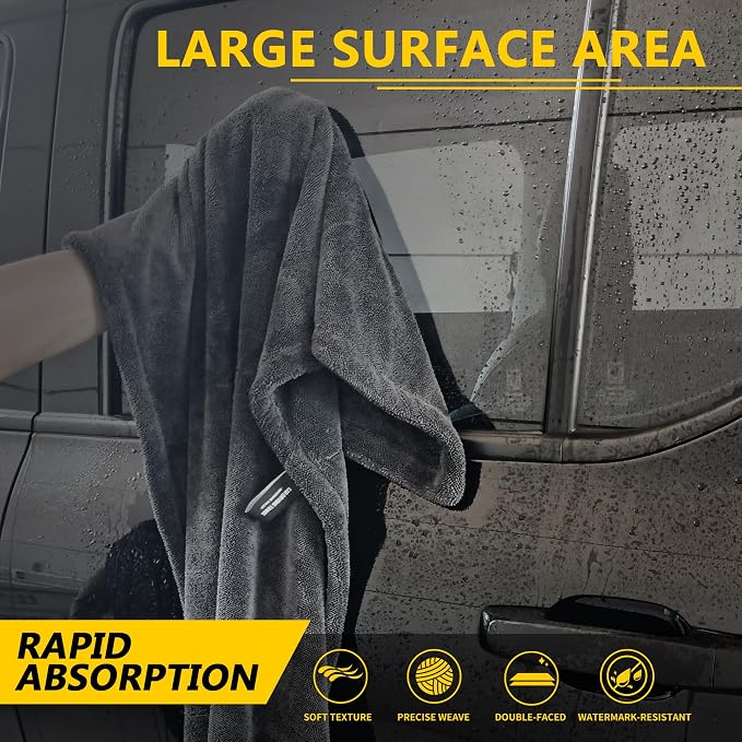 2 Pack Car Drying Towels (48”x24”),Extra Large Double-Twist Pile Drying Towels Car Detailing for Car Care Wash,Car Super Cleaning Supplies Accessories kit,Ultra Absorbency