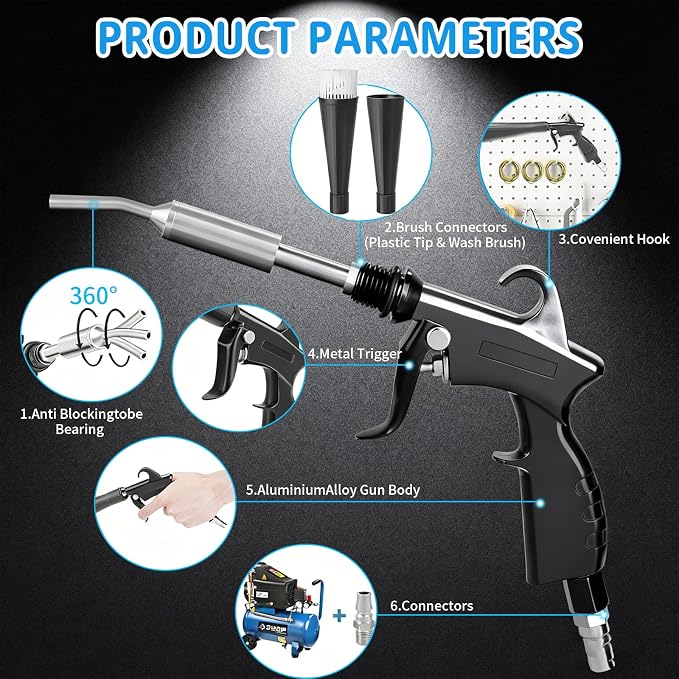 Detailing Car Cleaning Gun Interior Dryer Air Blow Gun, High Pressure Blower Gun, Car Detail Gun Fast Drying Blows Away Dust and Dirt Using Air