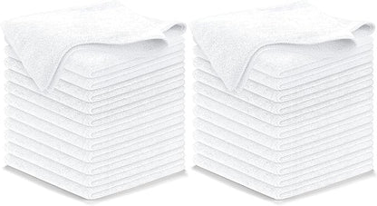 USANOOKS Microfiber Cleaning Cloth - White - 24Pcs (12.5x12.5 inch) High Performance - 1200 Washes, Ultra Absorbent Car Towel Traps Grime & Liquid for Streak-Free Mirror Shine - Car Washing Cloth