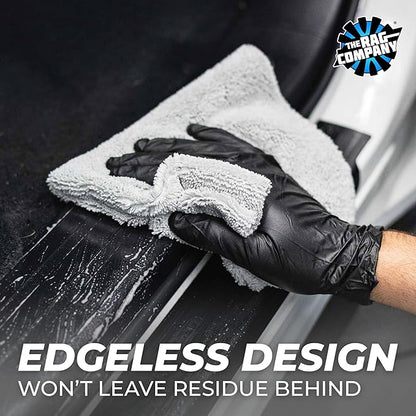 The Rag Company - Creature Edgeless Auto Detailing Towels; Professional 70/30 Blend, Dual-Pile Plush Microfiber, Buffing & Polishing, 420gsm - 16in x 16in - Ice Grey - 10-Pack