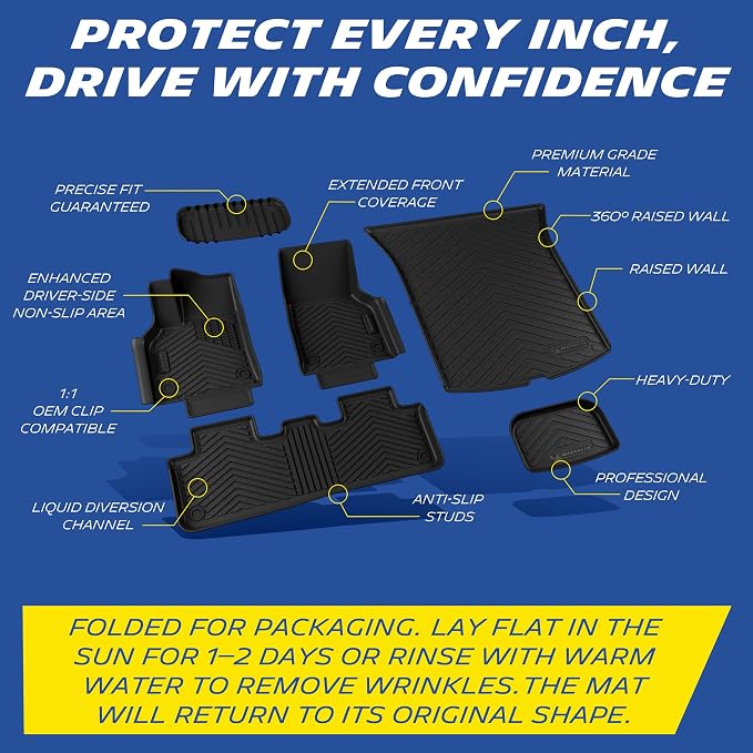 Michelin Vehicle Mat, All-Weather TPE Custom Fit Liner for Tesla Model Y 5 Seat Standard Floor Mats 2025-2027 (6 Piece), Not Fit Premium or Performance, Premier