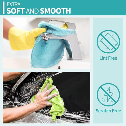 Microfiber Cleaning Cloth - 60 Pack Shop Towels, 12" x 12" Cleaning Rags Lint Free, Reusable Microfiber Towels for Cars Kitchen Automotive House Office