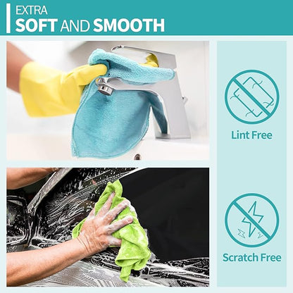 Microfiber Cleaning Cloth, 12 Pack Cleaning Rags, 12" x 12" Microfiber Towel, Lint Free Non-Abrasive Dusting Cloth, Microfiber Towels for Cars Kitchen Garage House Office
