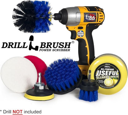 Medium Stiffness Durable Blue Nylon Bristle Brush Set for Pool, Aquarium, Boat Deck & Fish Tank Cleaning - Ideal for Marine Vehicles, Yacht, Hydroplane, Windsurfing, Raft, Canoe, Kayak, Paddleboarding