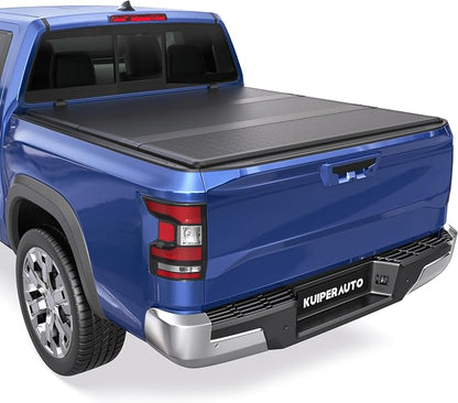 KUIPERAUTO 6FT Fiberglass Tri Hard Compatible for Nissan Frontier 2005-2025 Tonneau Cover Truck Bed Cover Fleetside Bed On Top 72Inch