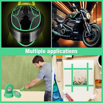4 Pack Masking Tape 17mm×50m Automotive Refinish Masking Tape Heat Resistant Green Painters Tape for Car Edges Repair Packaging Masking