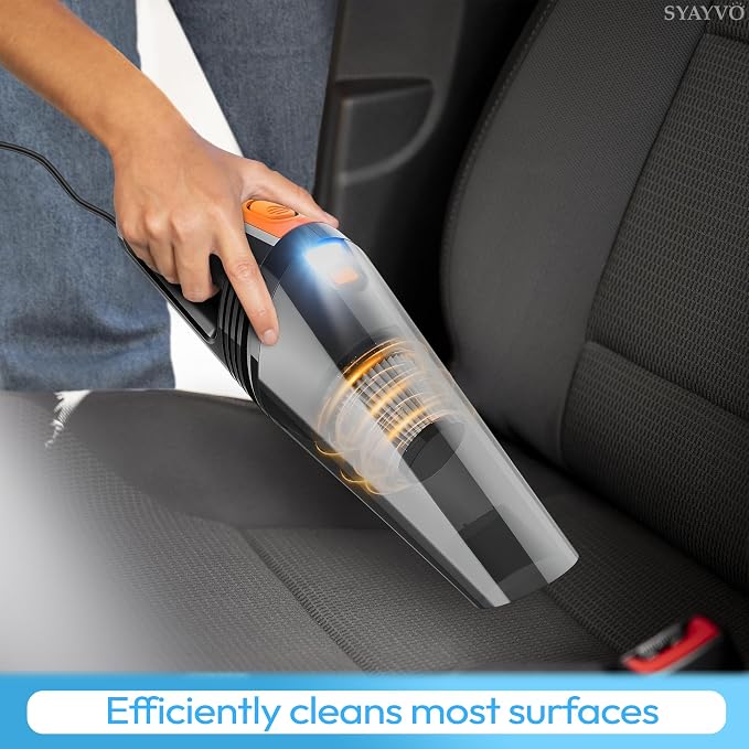 SYAYVO Portable Car Vacuum Cleaner - 8000PA/100W/DC12V Corded Vacuum Cleaner Handheld Vacuum with Attachments, LED Light Cleaning Kit 16.4 Ft Car Detailing Accessories for Women & Men